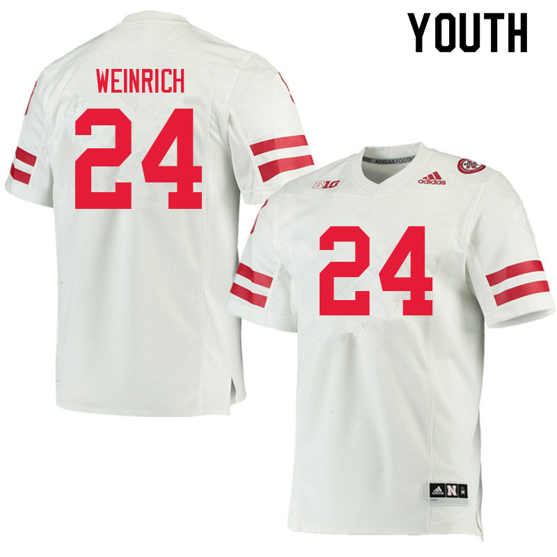 Youth #24 Charlie Weinrich Nebraska Cornhuskers College Football Jerseys Sale-White - Click Image to Close